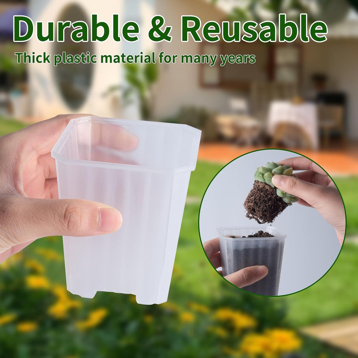 30Pcs 3 Inch Clear Nursery Pots with Saucers, Square Plastic Plant Pot