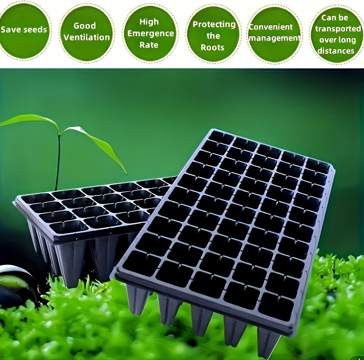A Set of 24 Seedling Trays, 72-Cell Thickened 1020-cell Seedling Trays, are Reusable and Suitable for Plant Germination, Propagation, Indoor greenhouses, and Gardening Supplies.