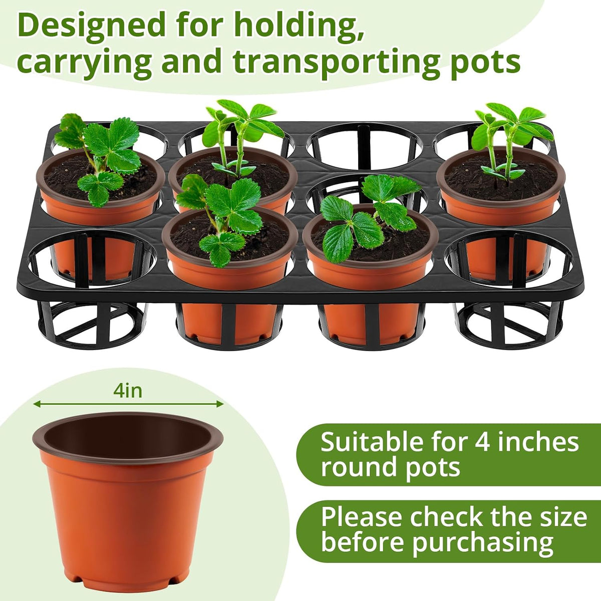 Vercraft 10 Pcs 12 Cell Nursery Planter Trays, for 4 Inch Round Pots