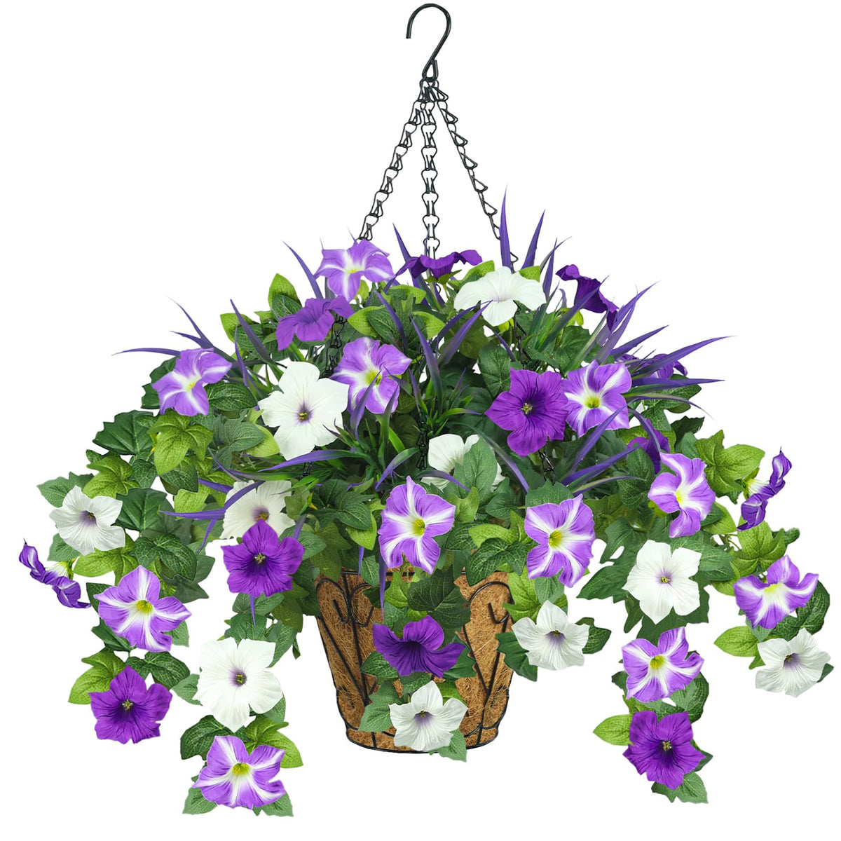 1 Set Fall Hanging Baskets Outdoor,Artificial Petunias Flowers