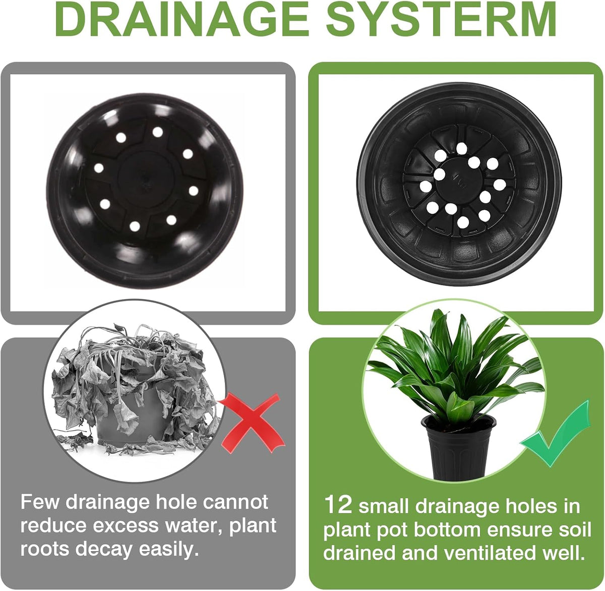 GroTheory 100 Pack 1 Gallon Nursery Pots, 6.7 Inch Plastic Pots for Plants