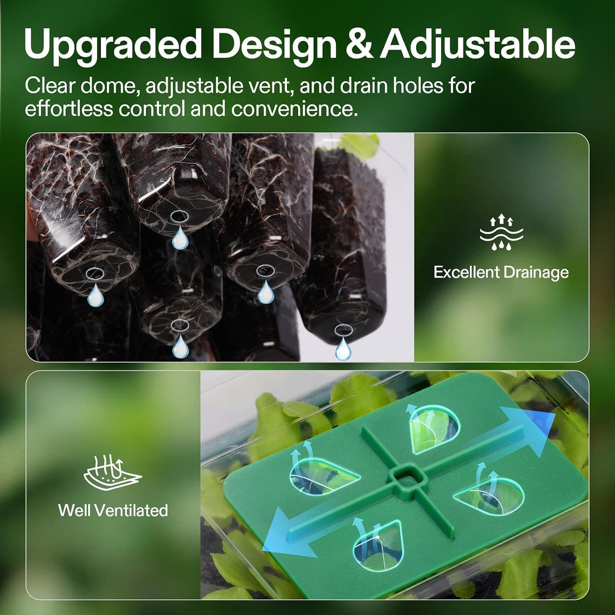 VIVOSUN 6-Pack Seed Starter Trays, 72-Cell Starter Kit with Humidity Dome