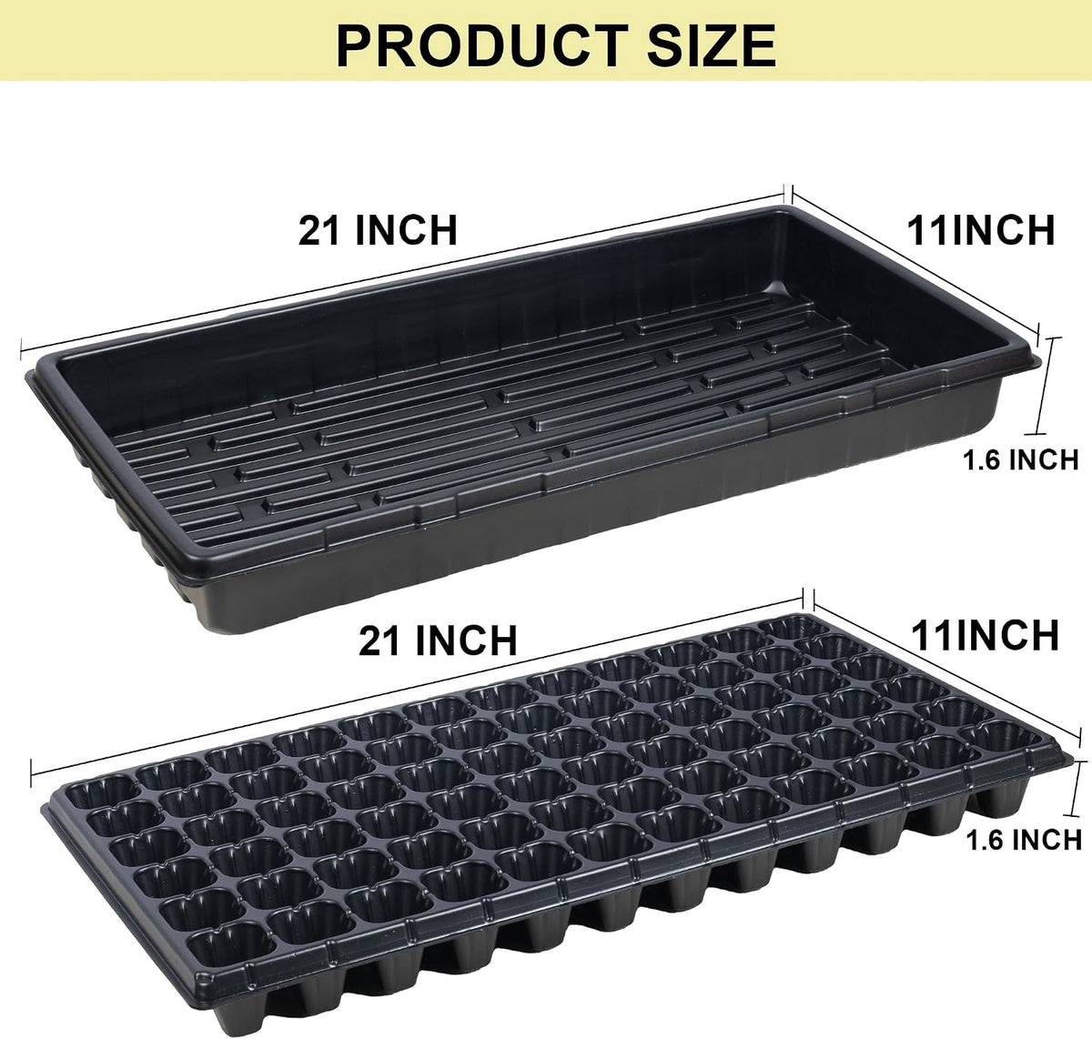 Hourleey 20 Pack Trays Include 10 Pack 1020 Seed Starter Trays and 10 Pack 72 Cell Plug Trays, Thick Durable Plastic Plant Nursery Tray, Propagation Tray for Seedlings Microgreens Fodder Plant