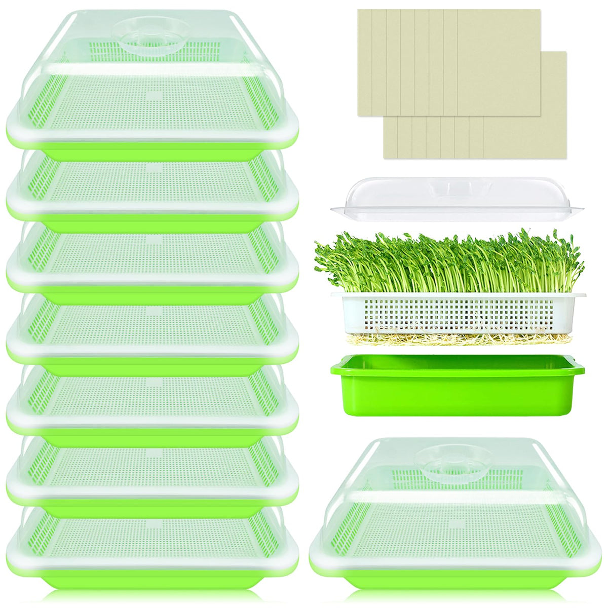 Legigo 10 Pack Seed Sprouter Trays, Microgreens Growing Trays Kit