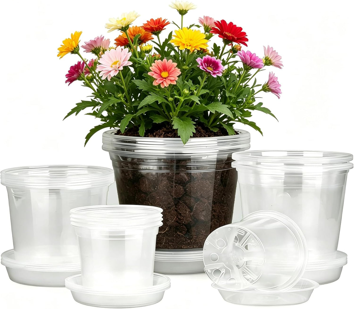 7/6/5/4 Inch Clear Nursery Pots with Drainage Hole 20Pcs,Plastic Plant Pot