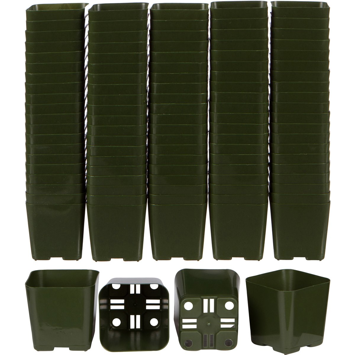 Pack of 2 Inch Plastic Flower Pots for Seedlings, or Succulents (100 Pots, Black)