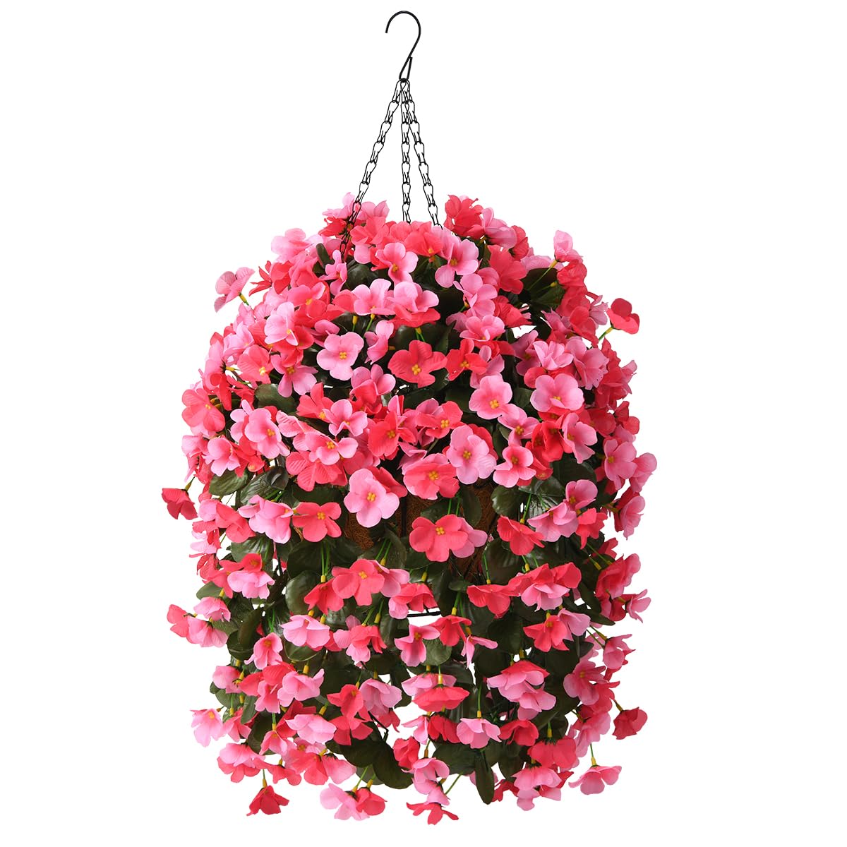 INQCMY Fake Flowers with Hanging Basket Realistic Artificial Begonias