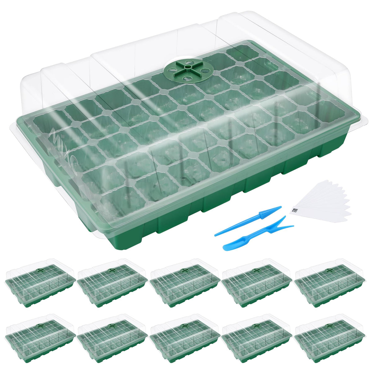 MIXC 5 Pack Seed Starter Tray, 200Cell Mini Propagator Greenhouse Grow Kit