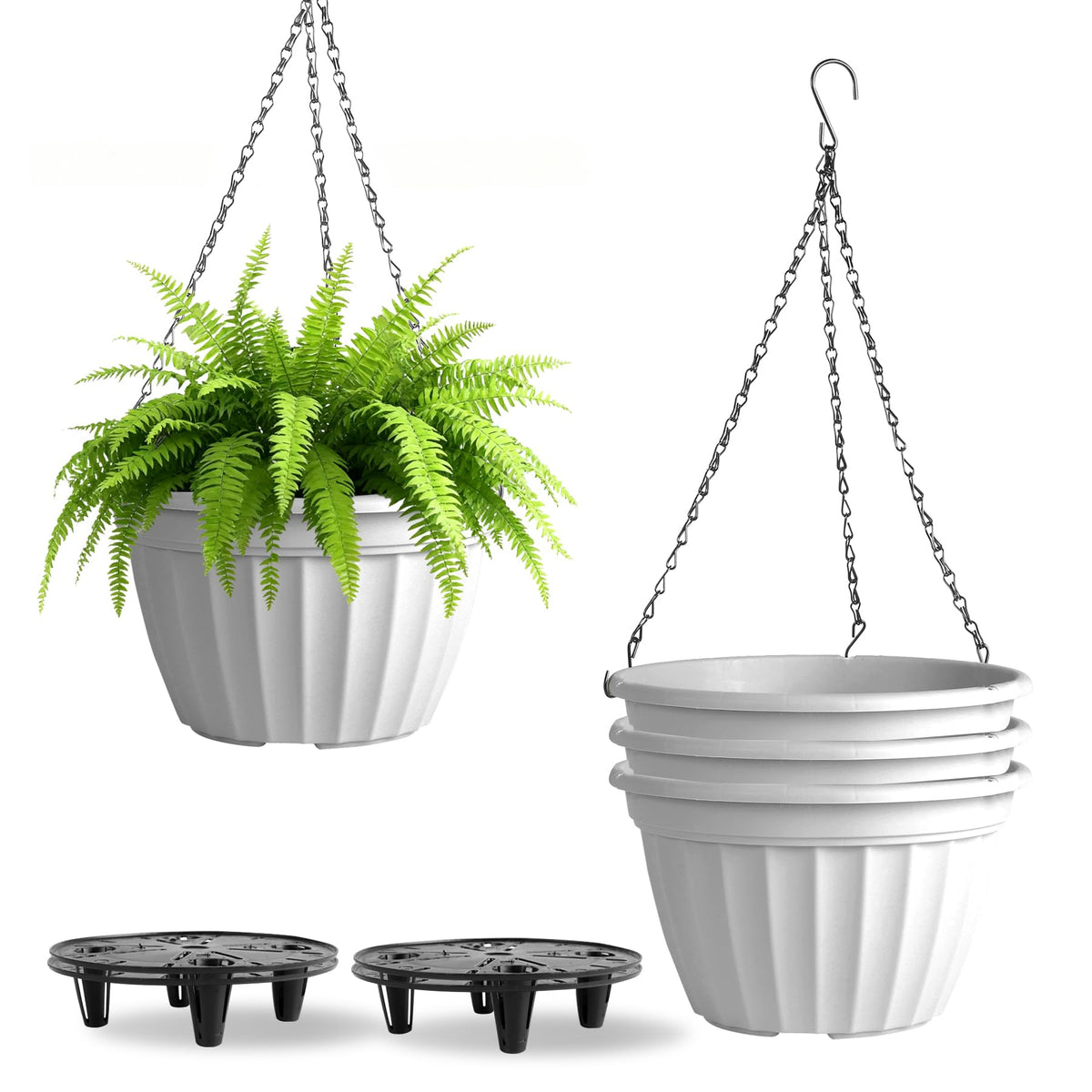 FGstyle Hanging Planters 10 Inch 4 Pack,Hanging Baskets for Plants Outdoor
