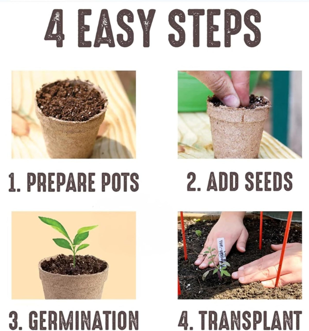 Jiffy Biodegradable Peat Pots for Seedlings, 5 Inch, 24 Pack