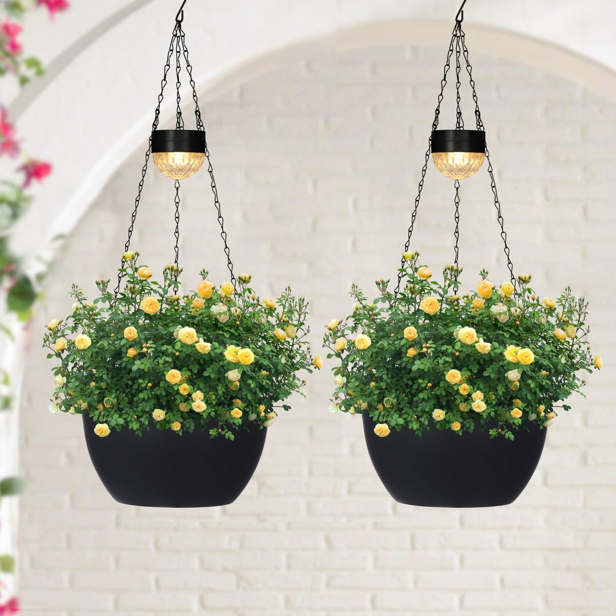 SUNNYPARK 2 Pack Solar Hanging Planters for Plants Outdoor