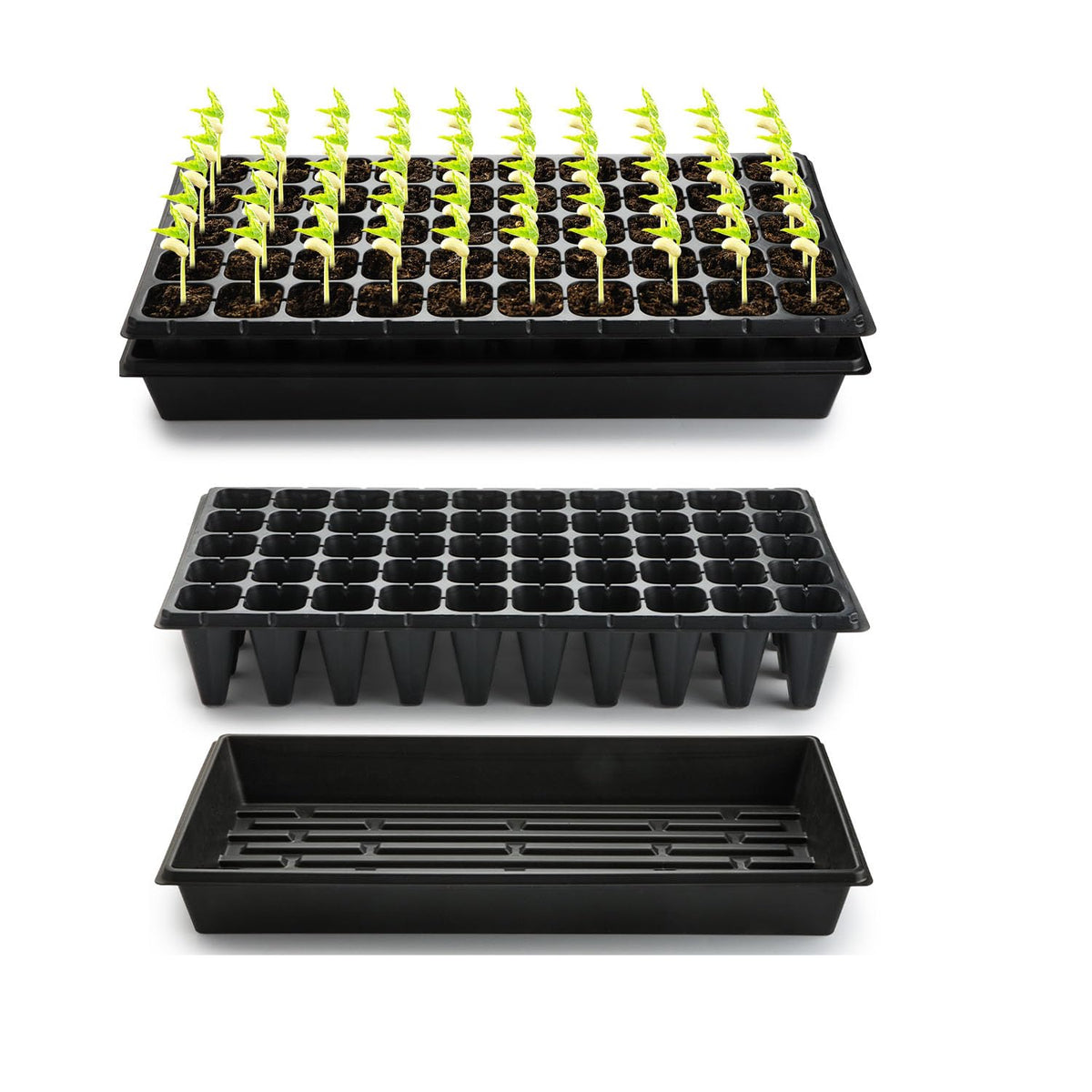 RooTrimmer 10 Pack 1020 Seed Starter Trays and 10 Pcs 72 Cell Plug Trays, Thick Durable Seedling Plastic Nursery Tray for TD538 1020 Tray Germination (10 Sets)