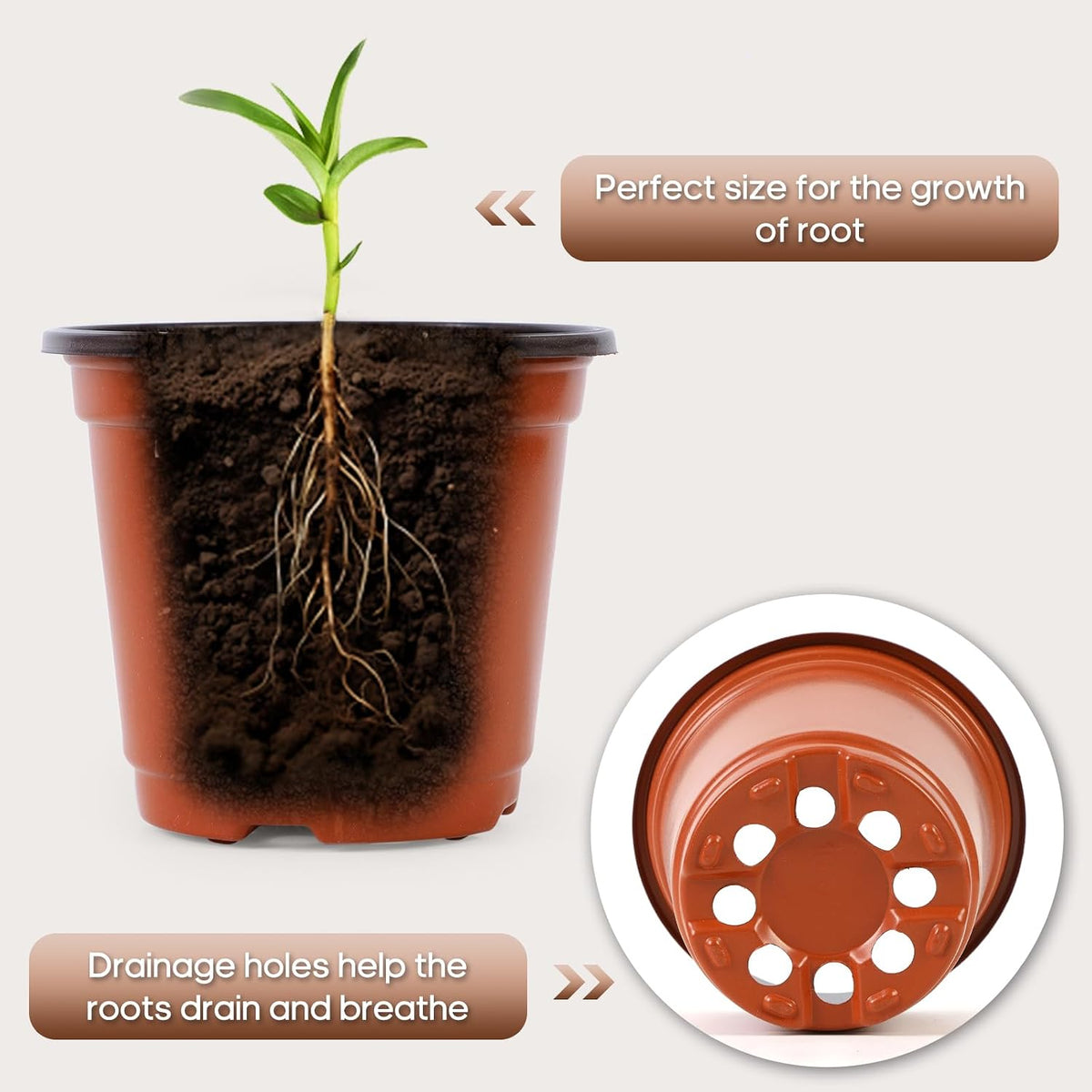 4 Inch 300 Pack Plastic Nursery Pots with Drainage Holes with 300pcs Labels
