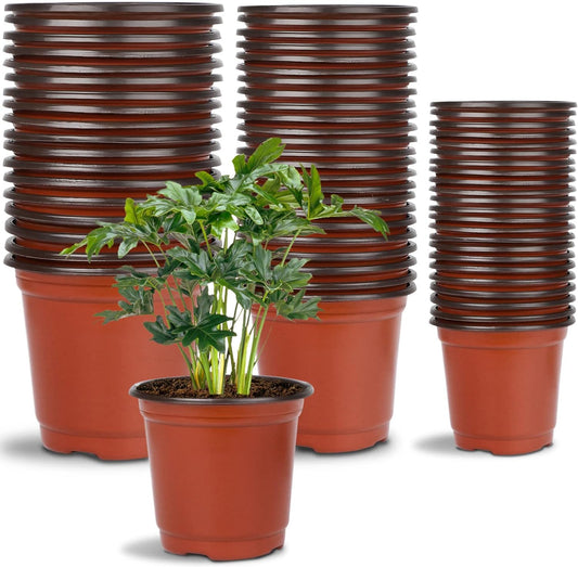 Augshy 120 Pcs Plastic Plants Nursery Pot, Seed Starting Pots 4,5,6-Inch