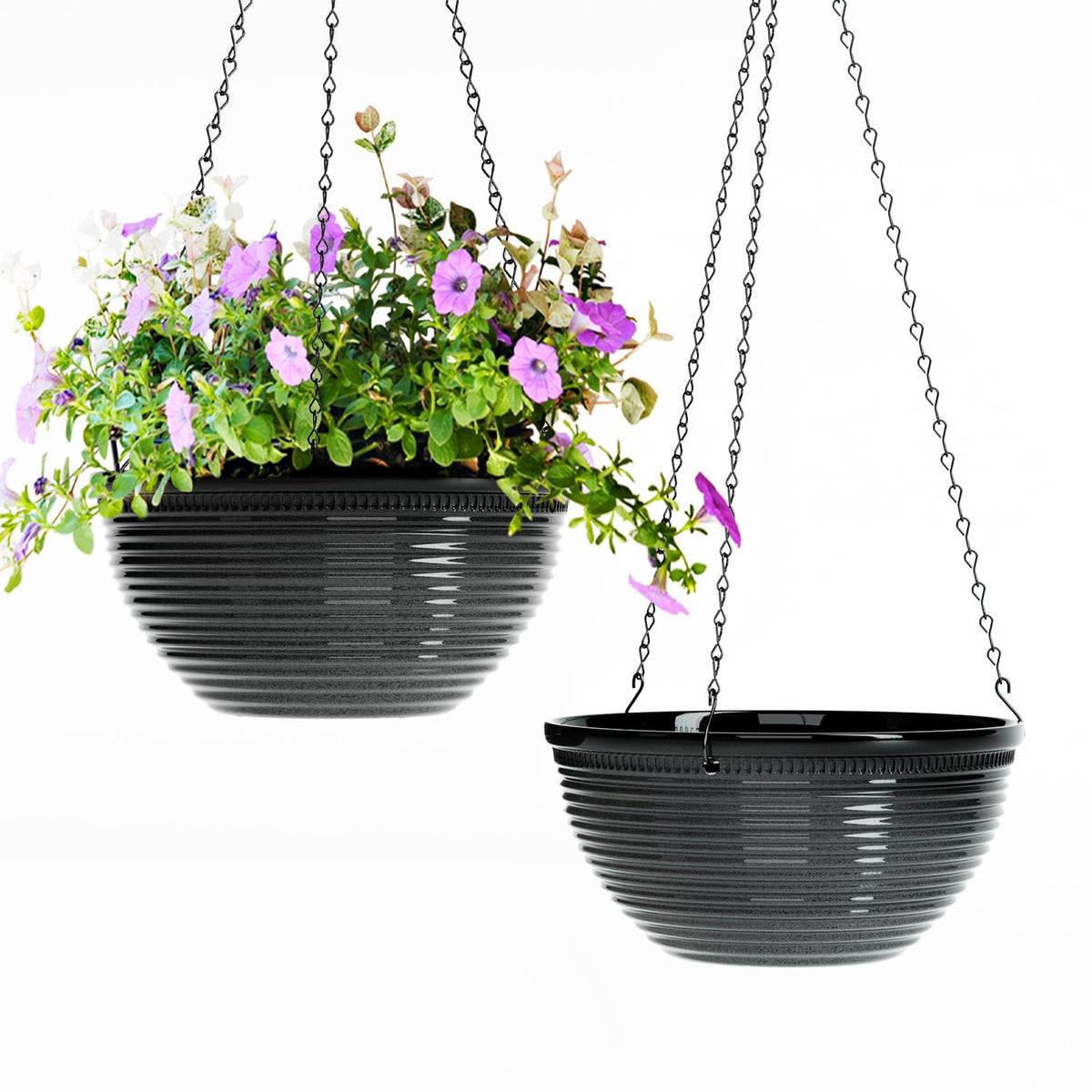 10 Inch Hanging Planters for Indoor Plants, Glazed Hanging Basket, 2 Pack
