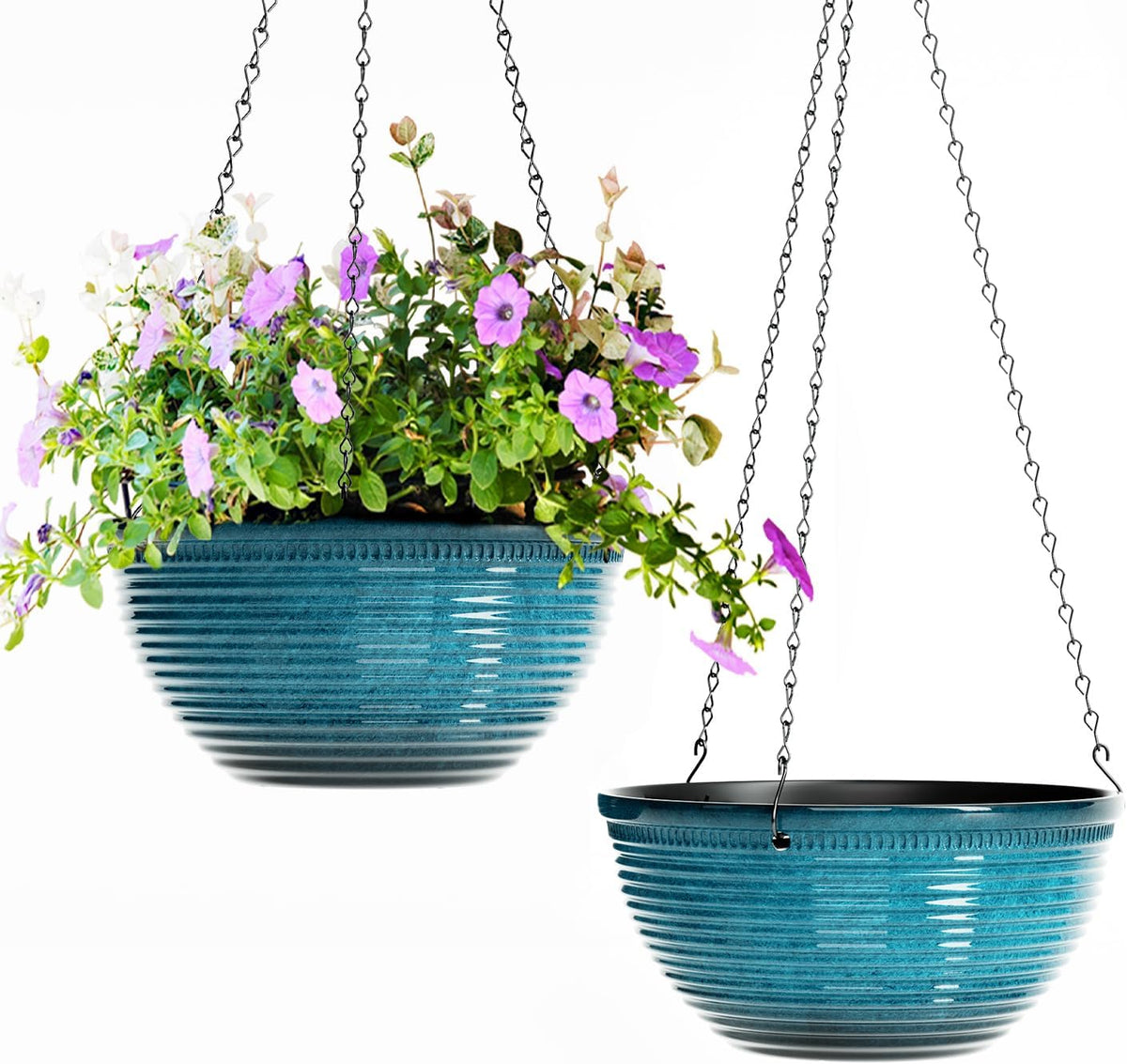 10 Inch Hanging Planters for Indoor Plants, Glazed Hanging Basket, 2 Pack