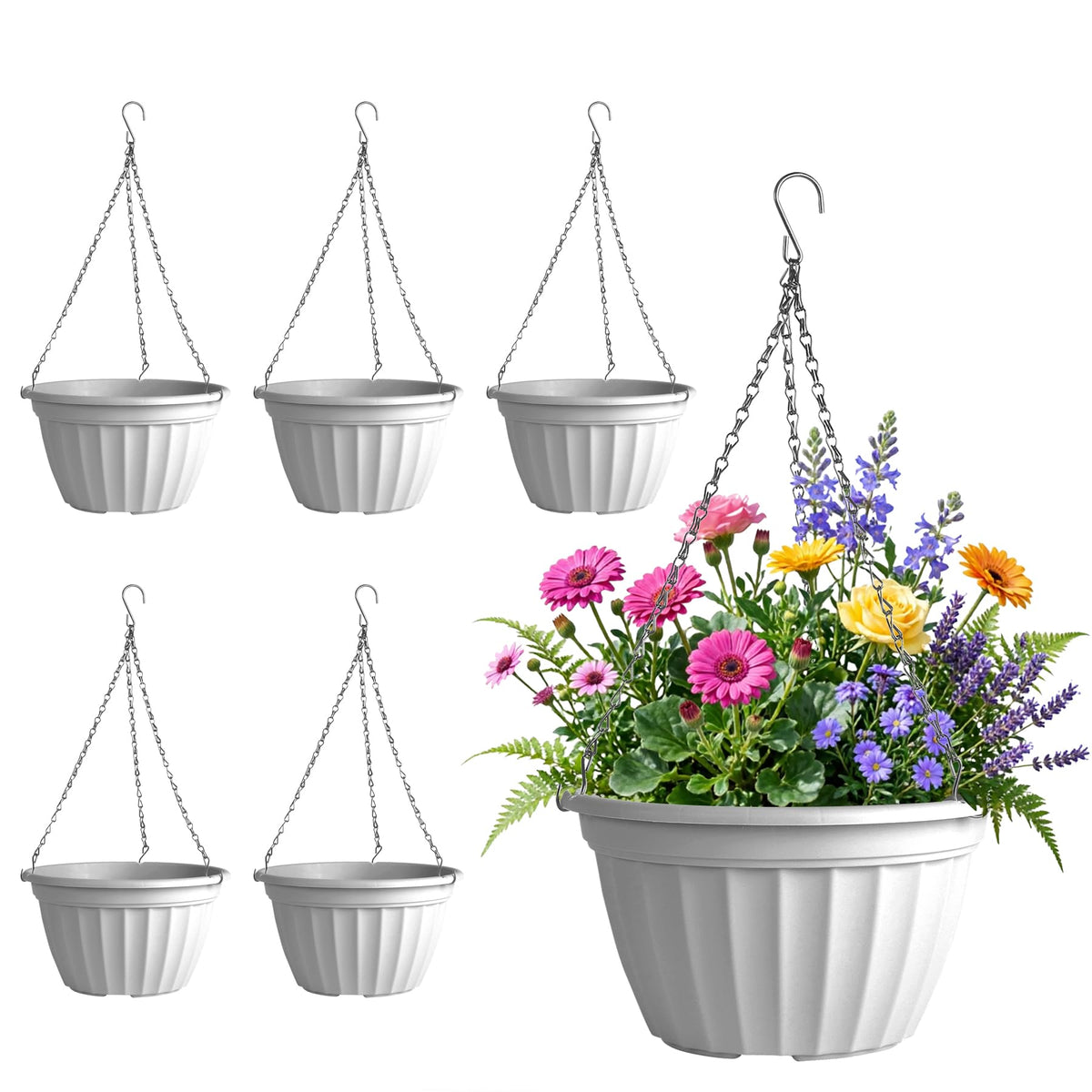 FGstyle Hanging Planters 10 Inch 4 Pack,Hanging Baskets for Plants Outdoor