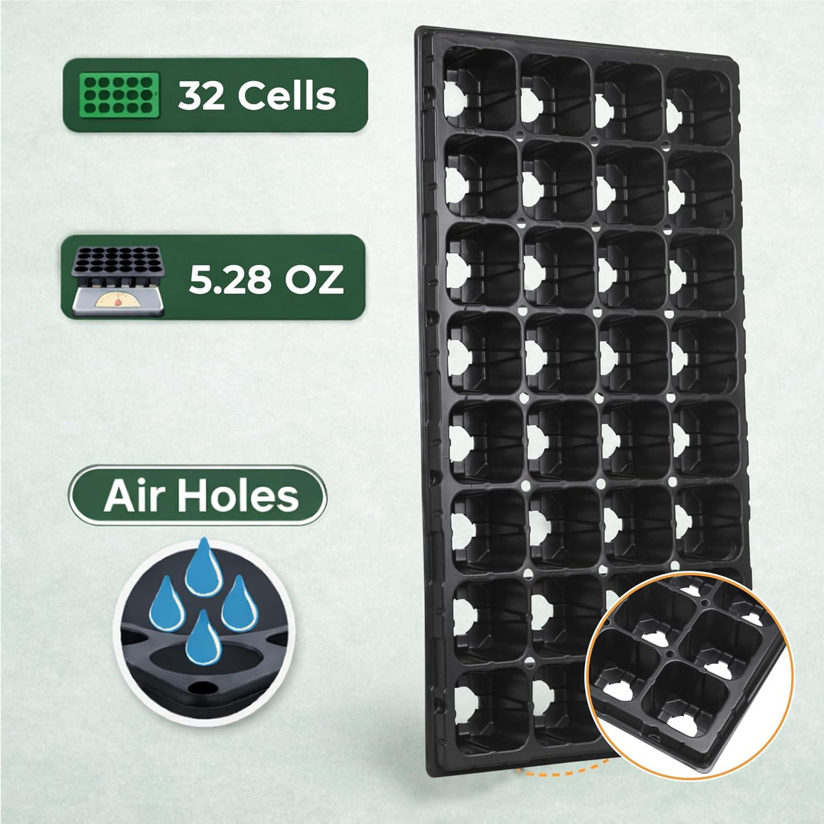 Gardzen 10 Pack 32 Cell Seed Starter Trays