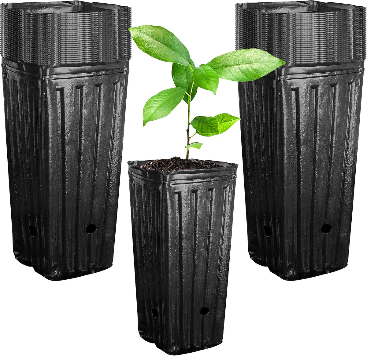 40 Pcs Plastic Deep Nursery Treepots, Tall Tree Pots Deep Seedling Pots
