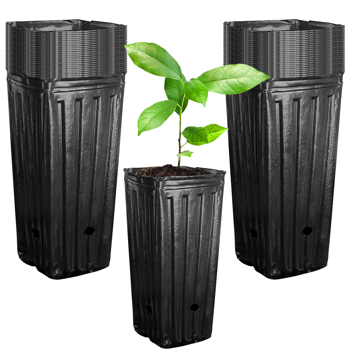 40 Pcs Plastic Deep Nursery Treepots, Tall Tree Pots Deep Seedling Pots