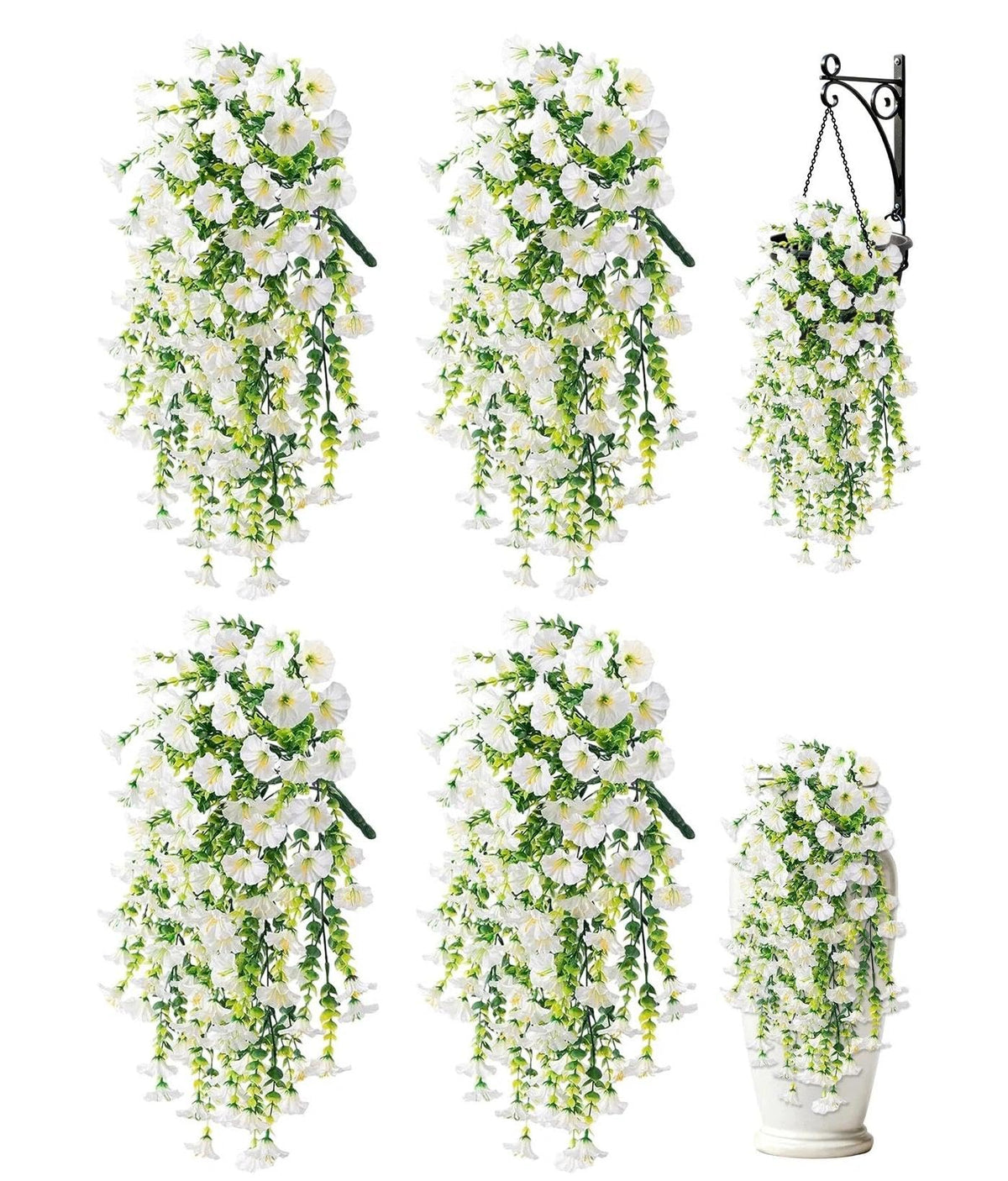 8PCS Artificial Fall Hanging Flowers for Outdoor Realistic hanging Mums