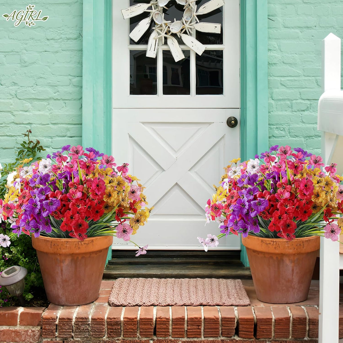 AGIRL Artificial Flowers Outdoor UV Resistant Fake Plant Garden Patio Decor