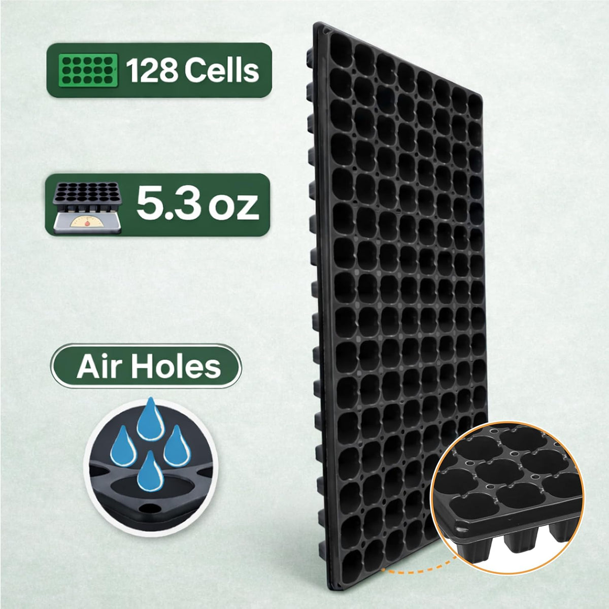 Gardzen 10 Pack 128 Cell Seed Starter Trays