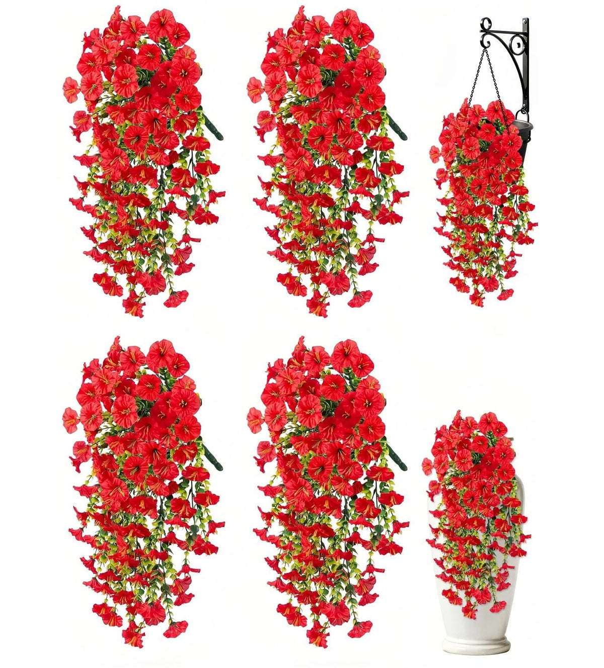 8PCS Artificial Fall Hanging Flowers for Outdoor Realistic hanging Mums