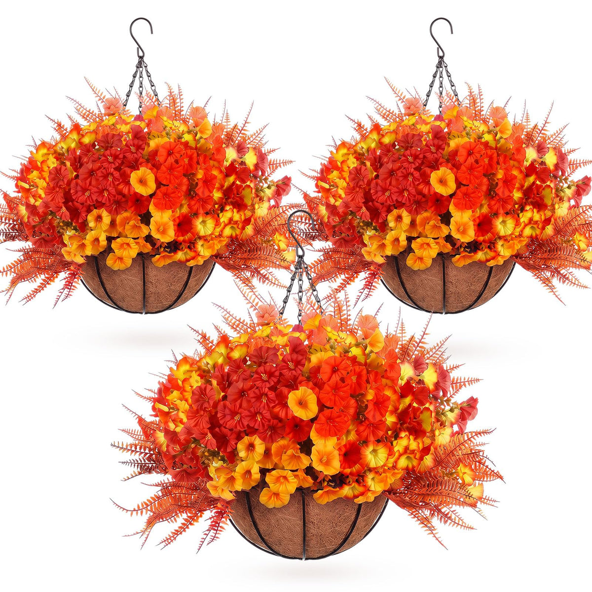 Suncalla 3 Set 20'' Fall Hanging Baskets, Petunias, Lavender, Fern, Color 4