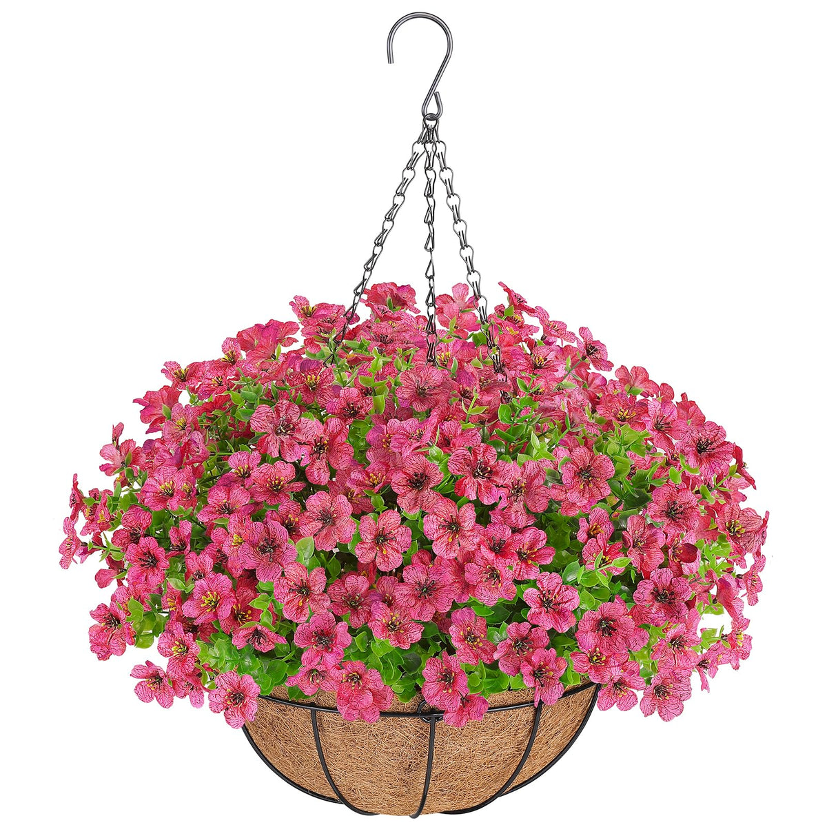 AGIRL 2 Set Artificial Hanging Flowers with Baskets for Outdoors
