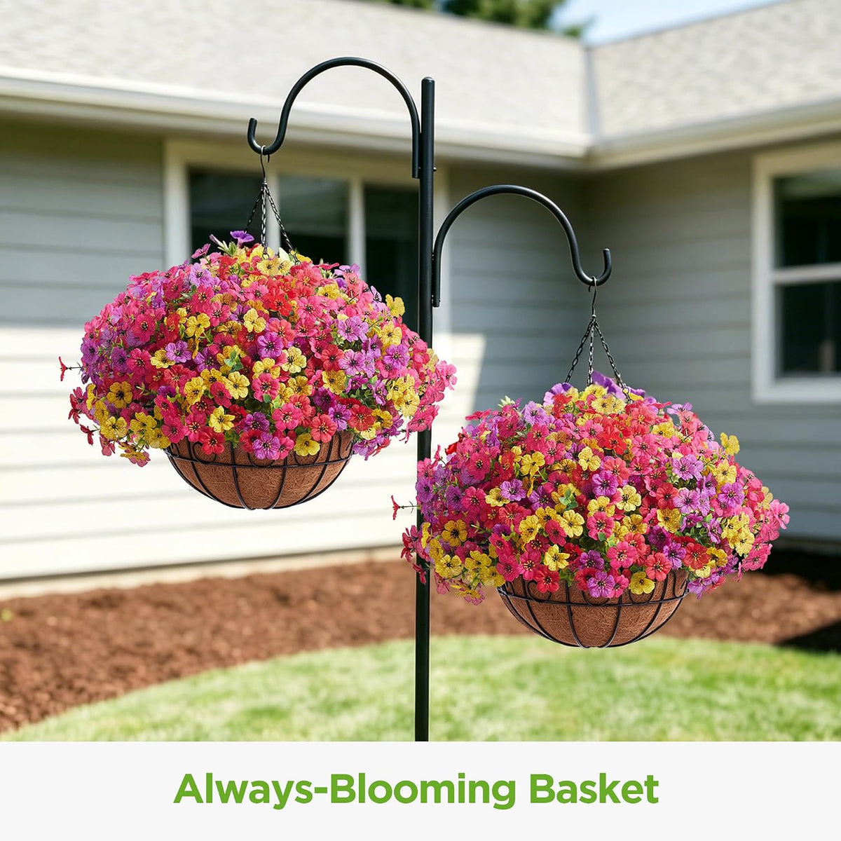 InnoGear Artificial Hanging Flowers for Outdoors Fake Plants Baskets 4 Hues