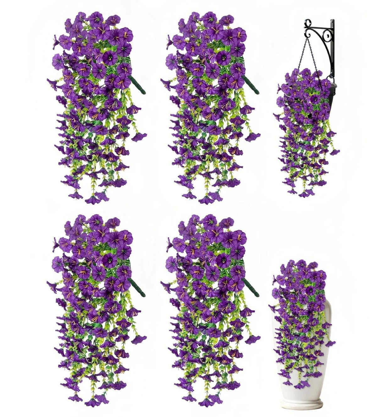 8PCS Artificial Fall Hanging Flowers for Outdoor Realistic hanging Mums