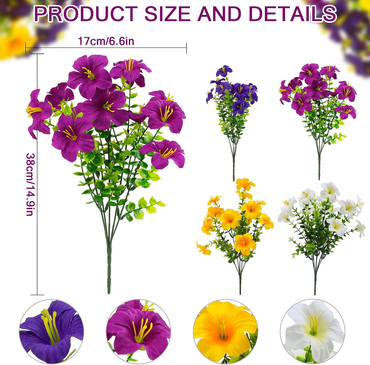 Daynight 2 Set Artificial Outdoor Hanging Baskets with 24 Pcs Petunias