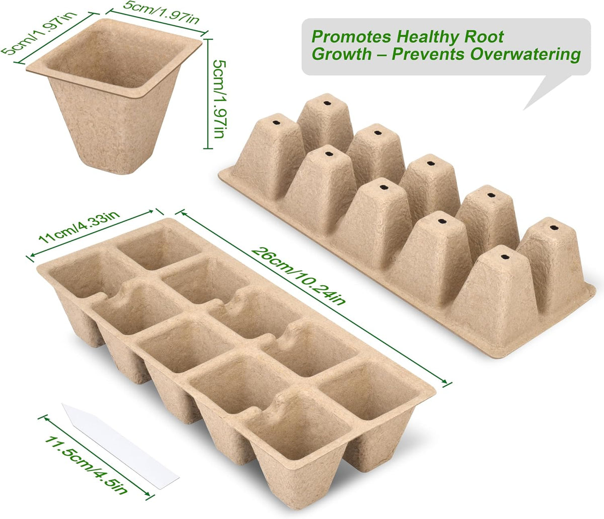 300 Cells Peat Pots, Seed Starter Trays Planting Trays for Seedlings