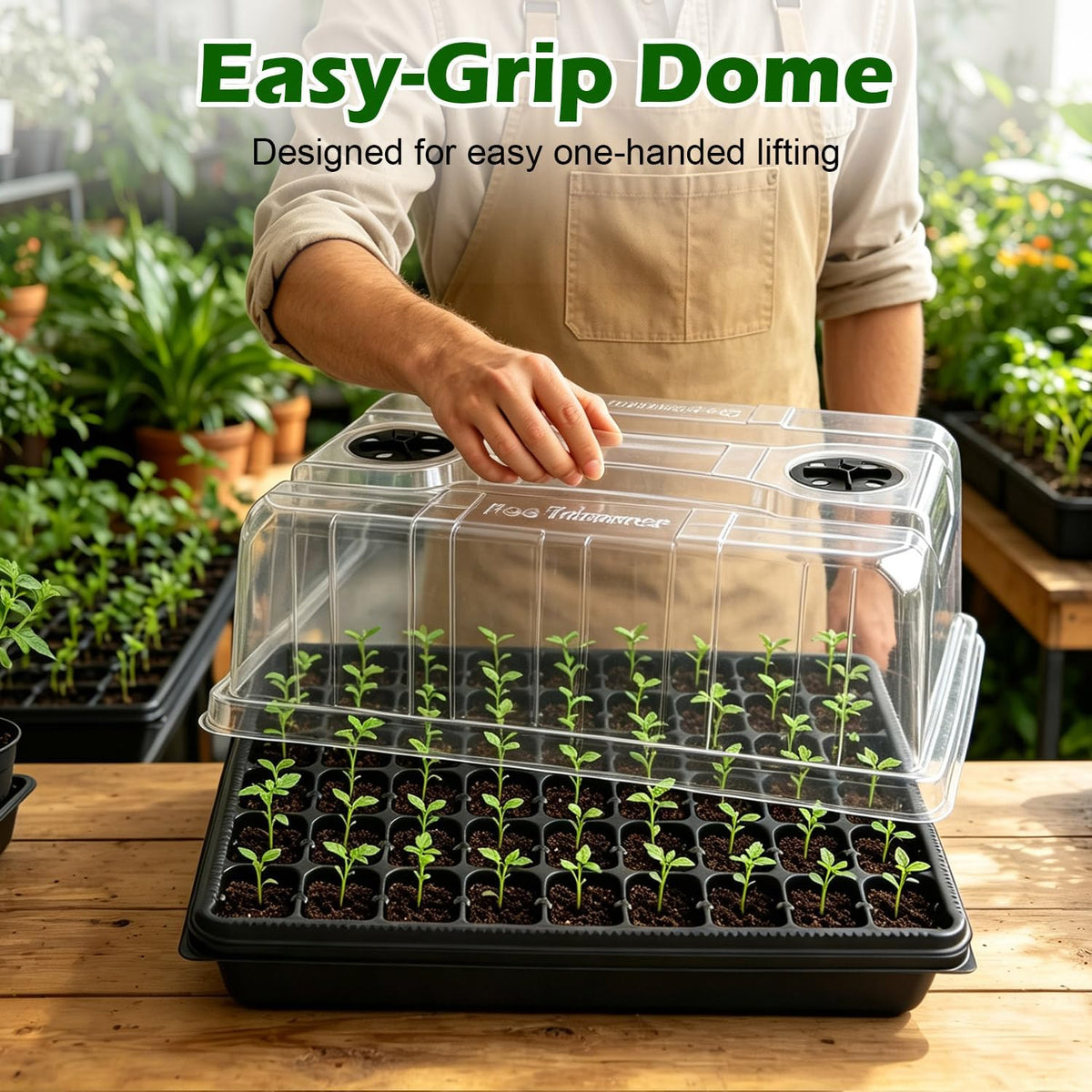 3-Pack Seed Starter Trays with 5" Tall Humidity Domes & 54-Cell Deep Trays