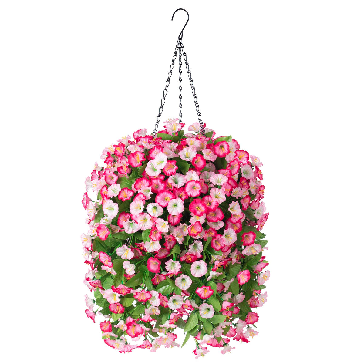 Artificial Flowers with Hanging Basket, Outdoor Faux Plants UV Resistant