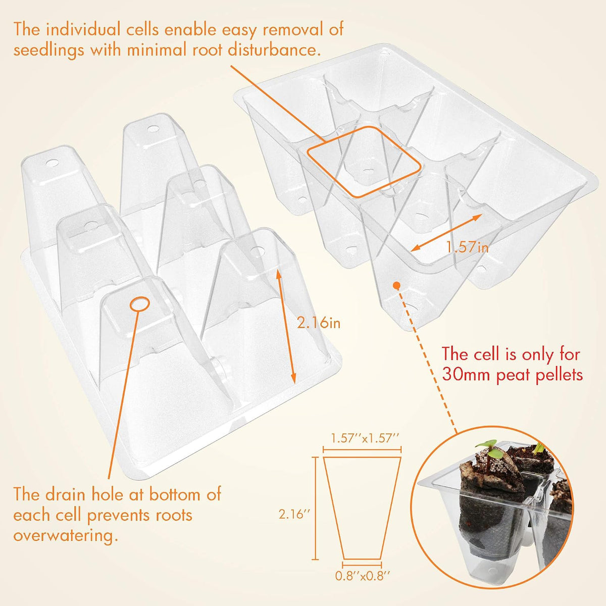 Gardzen 20 Pack Seed Starter Trays with Adjustable Vented Dome 240 Cell Clear