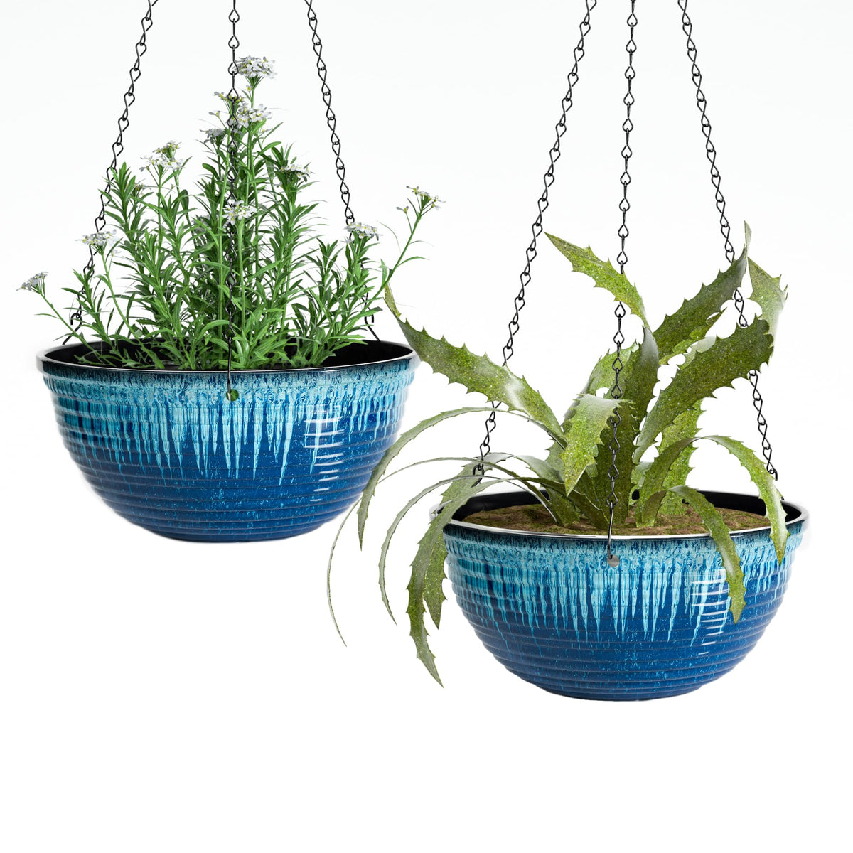 10 Inch Hanging Planters for Indoor Plants, Glazed Hanging Basket, 2 Pack