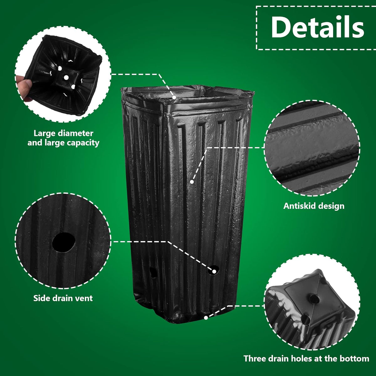 40 Pcs Plastic Deep Nursery Treepots, Tall Tree Pots Deep Seedling Pots
