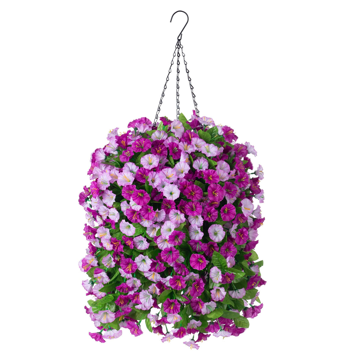 Artificial Flowers with Hanging Basket, Outdoor Faux Plants UV Resistant