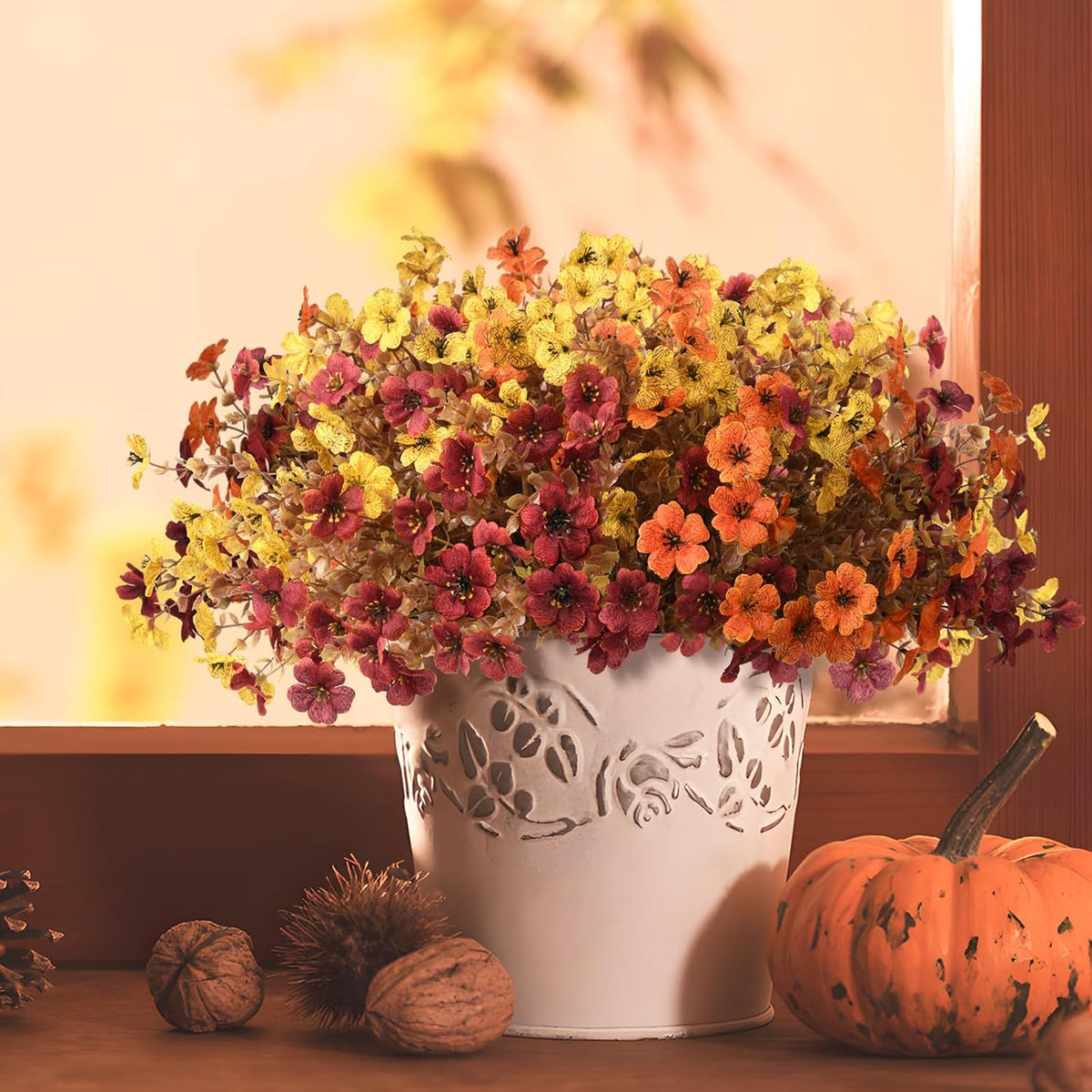 Artificial Fake Hanging Baskets Fall Flowers for Outdoors Decoration