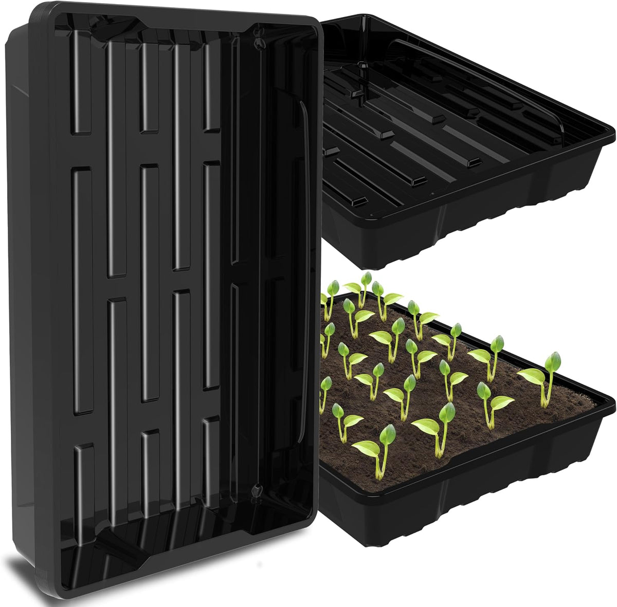 Gardzen 10 Pack Seed Trays Reusable Plant Grow Trays No Drain Holes