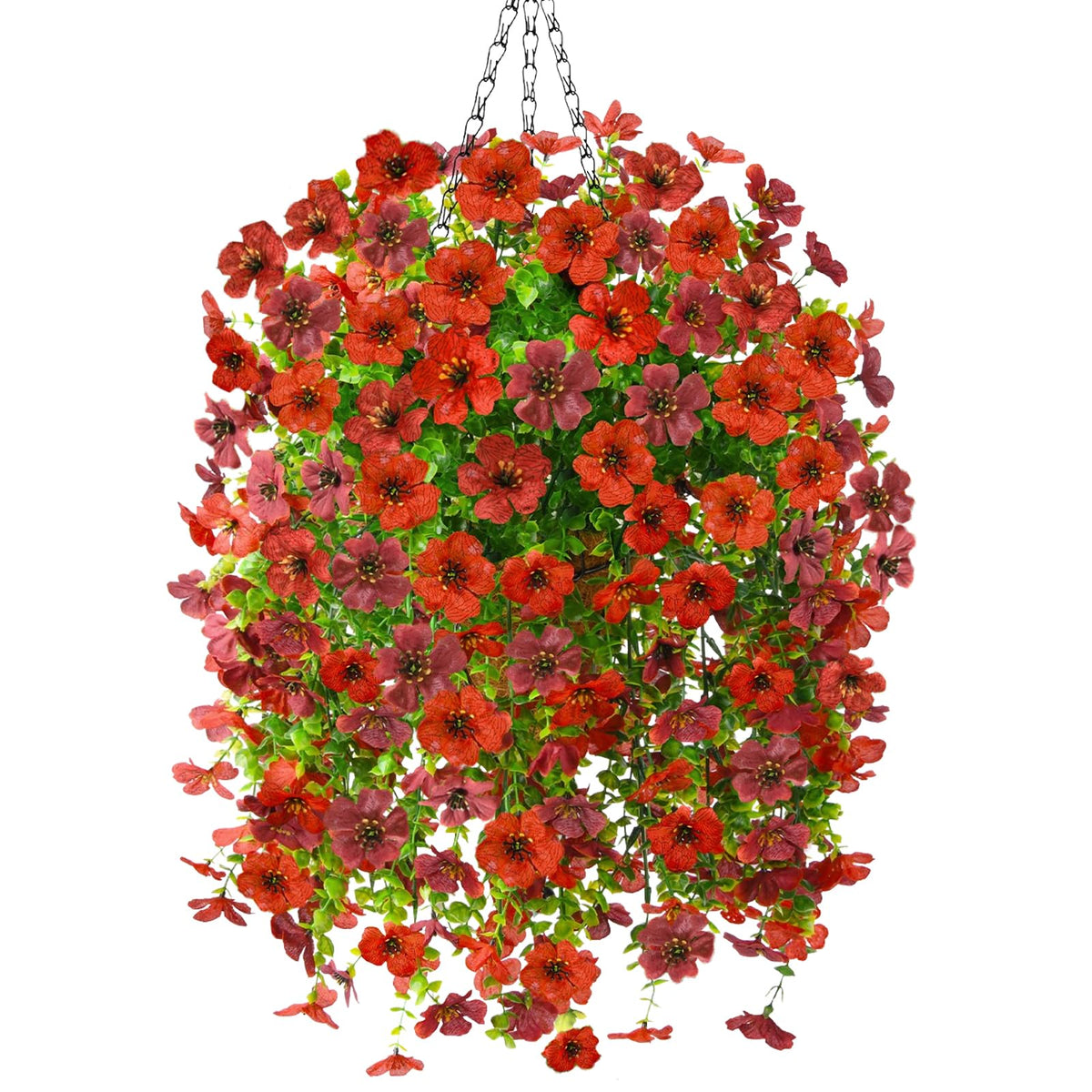 Homsunny Artificial Fall Hanging Flowers Baskets for Outdoor Decoration