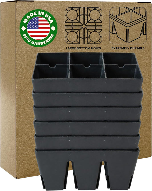 Epic Gardening 6-Cell Seed Starter Tray - 6 Trays - Black