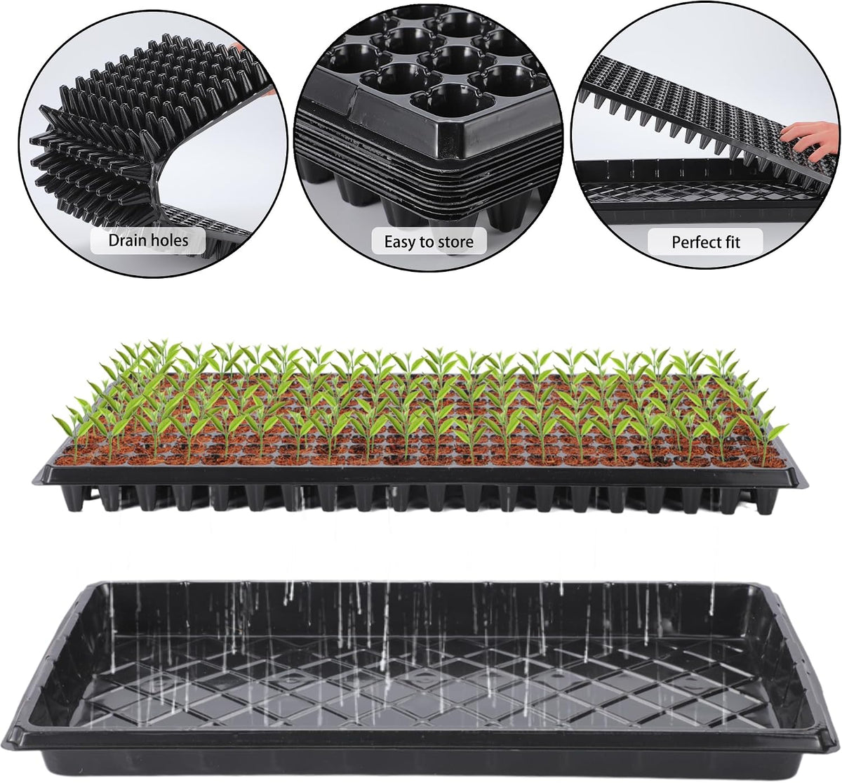 200 Cell Seed Starter Trays with Dibber – 20 Pack Reusable Seedling Trays for Germination Propagation, 200 Hole Soil Digger for Quickly Setting Out, Gift for Gardener