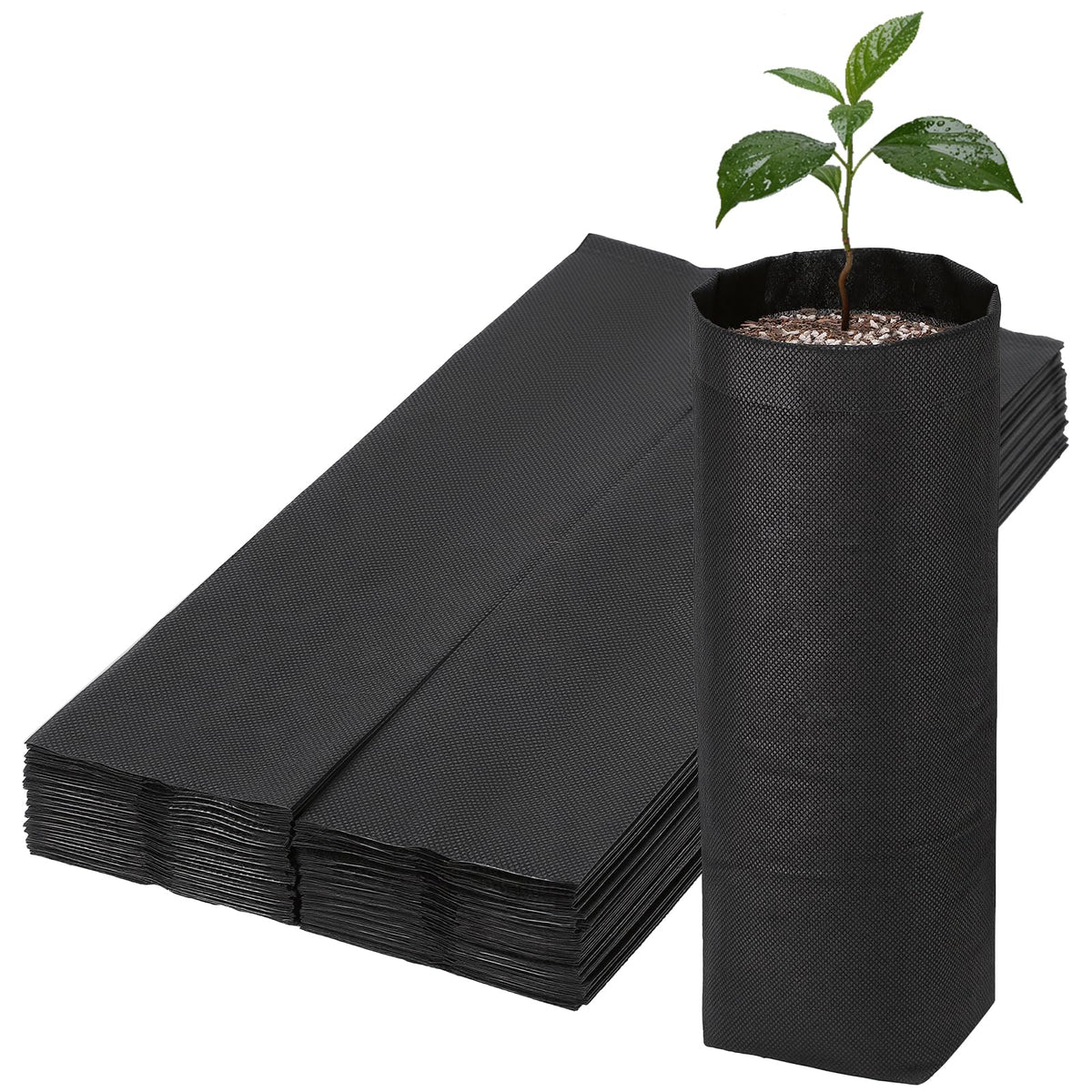 100pcs Nursery Bags for Plants - 7.87x13.77 inches Breathable Plant Grow Bags, Fabric Grow Seedling Pots for Vegetable, Fruit, Flower