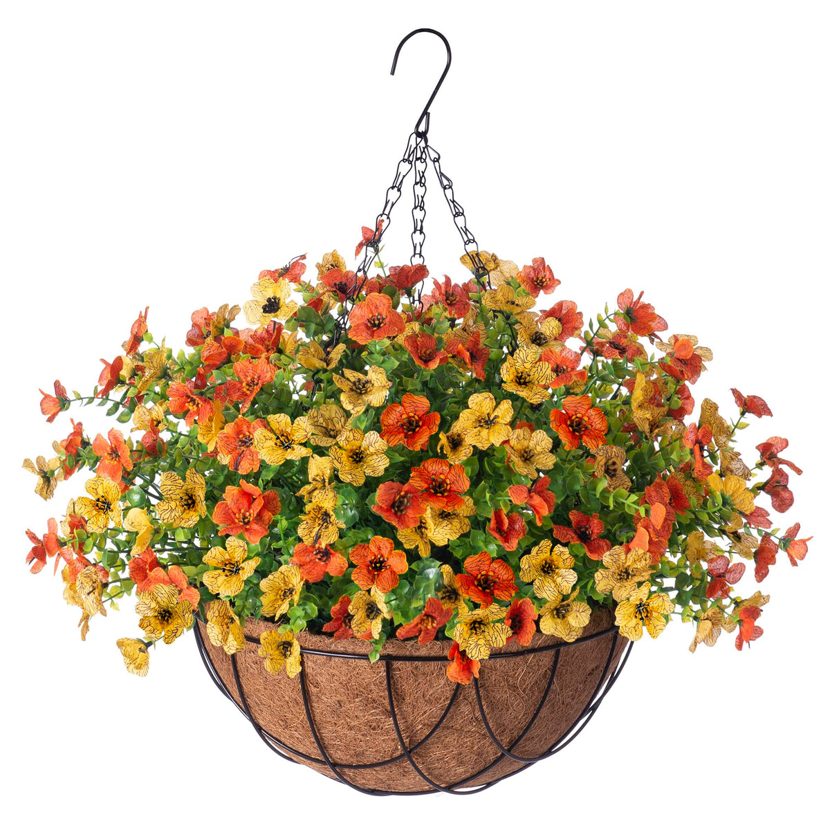 INXUGAO Artificial Fake Flowers Hanging Basket for Outdoor Decoration