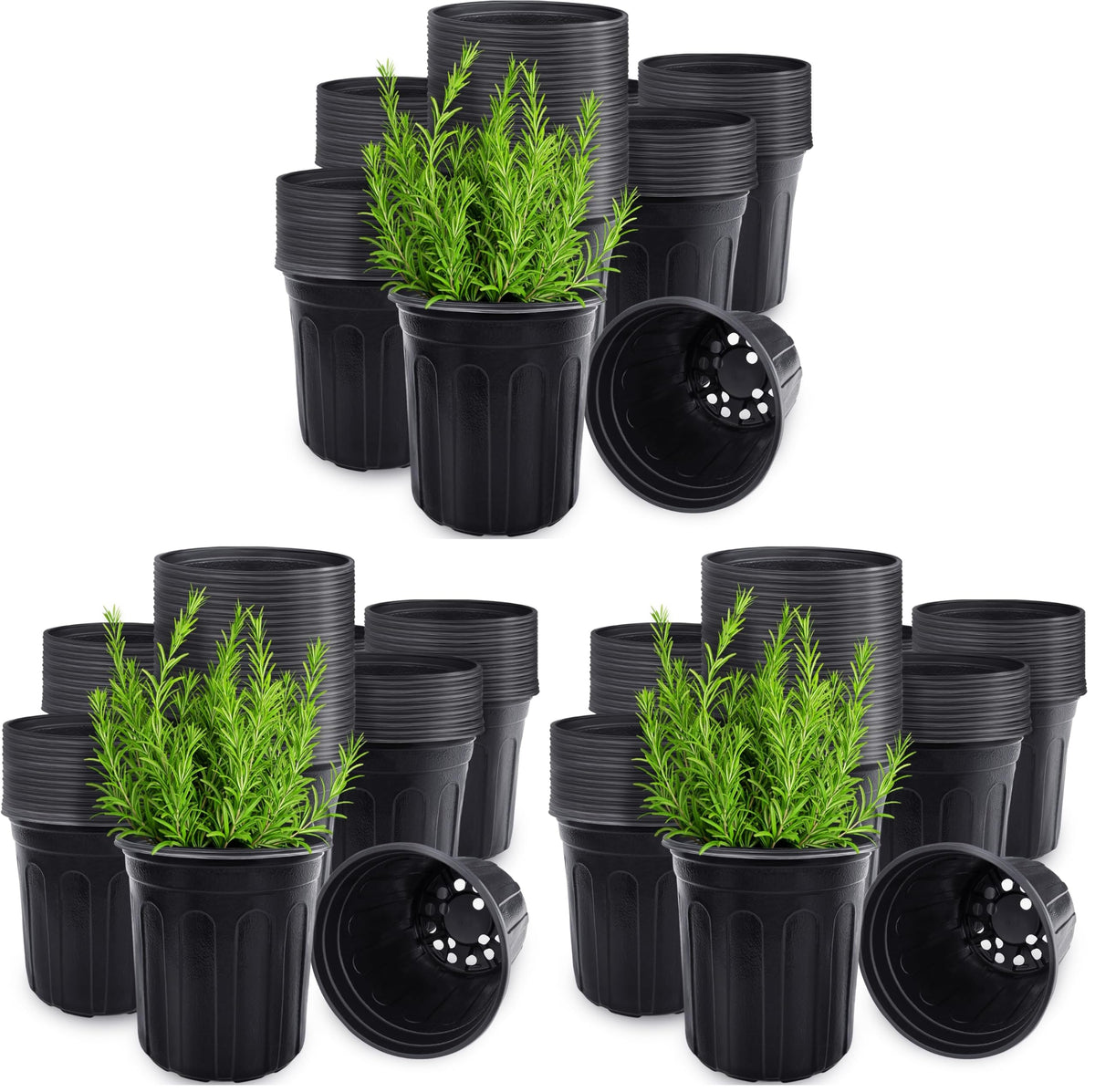 Anyumocz 60 Pcs 1 Gallon Flexible Plant Nursery Pots,Thickened Soft Plastic Seedling Pot with Holes,Flower Plant Container for Succulents,Cuttings,Transplanting,Home Garden(Black)