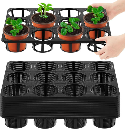 Vercraft 10 Pcs 12 Cell Nursery Planter Trays, for 4 Inch Round Pots
