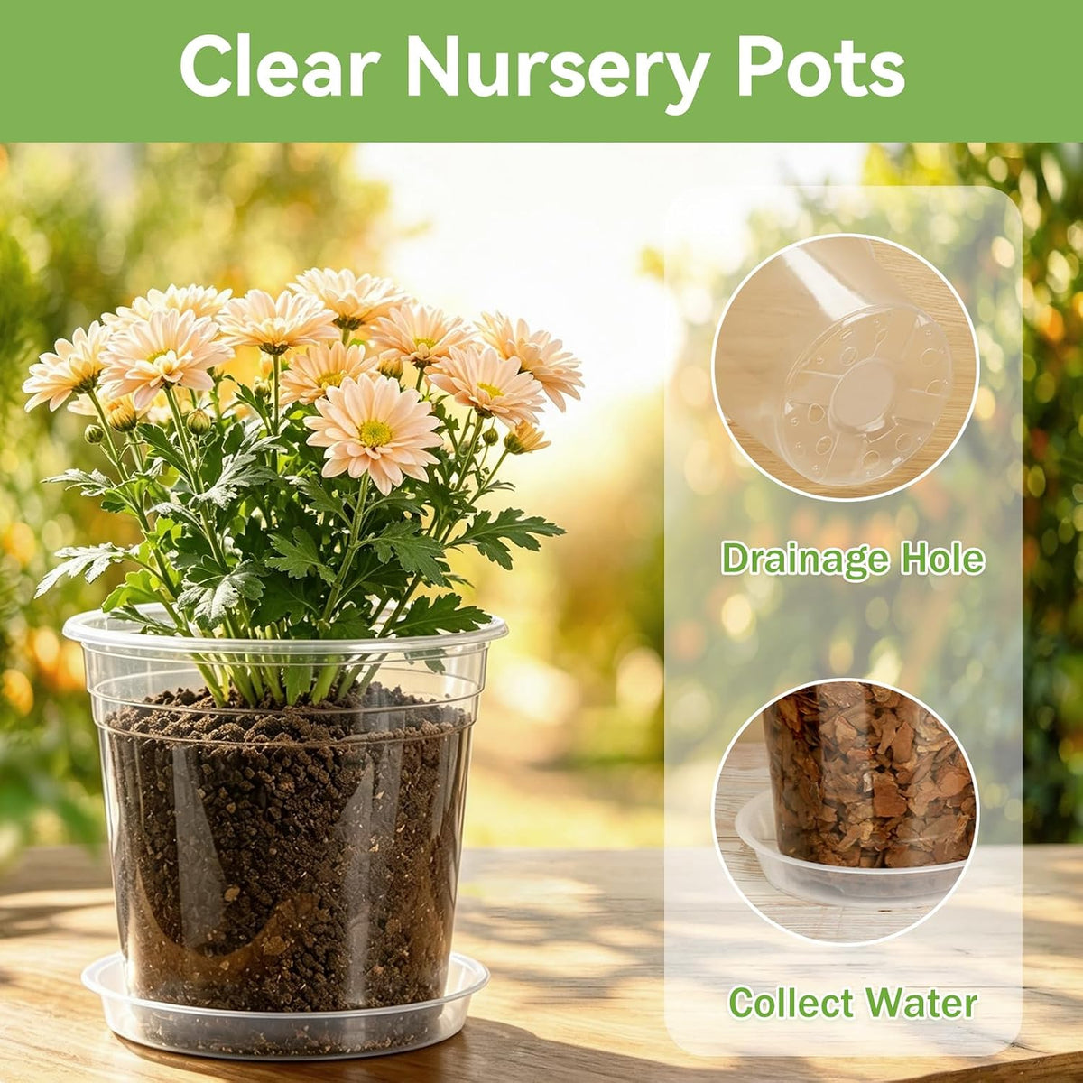 7/6/5/4 Inch Clear Nursery Pots with Drainage Hole 20Pcs,Plastic Plant Pot